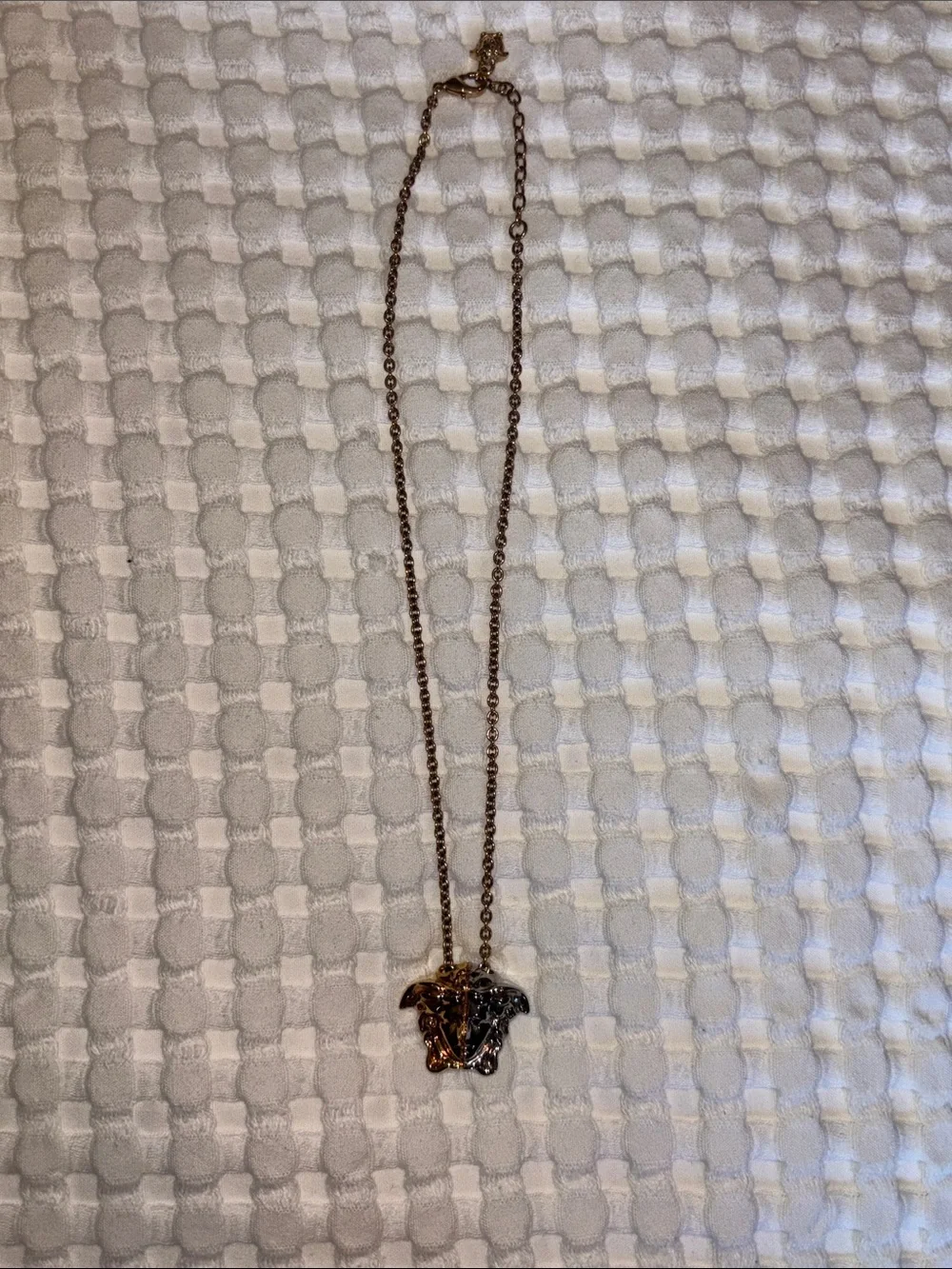 Versace Two-Tone Medusa Head Necklace in Gold & Silver color